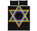 Rainbow Star of David Print Quilt Bed Set
