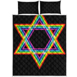 Rainbow Star of David Print Quilt Bed Set