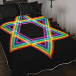 Rainbow Star of David Print Quilt Bed Set