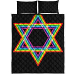 Rainbow Star of David Print Quilt Bed Set