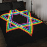 Rainbow Star of David Print Quilt Bed Set