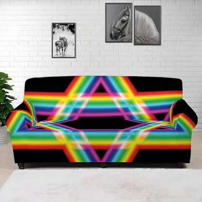 Rainbow Star of David Print Sofa Cover