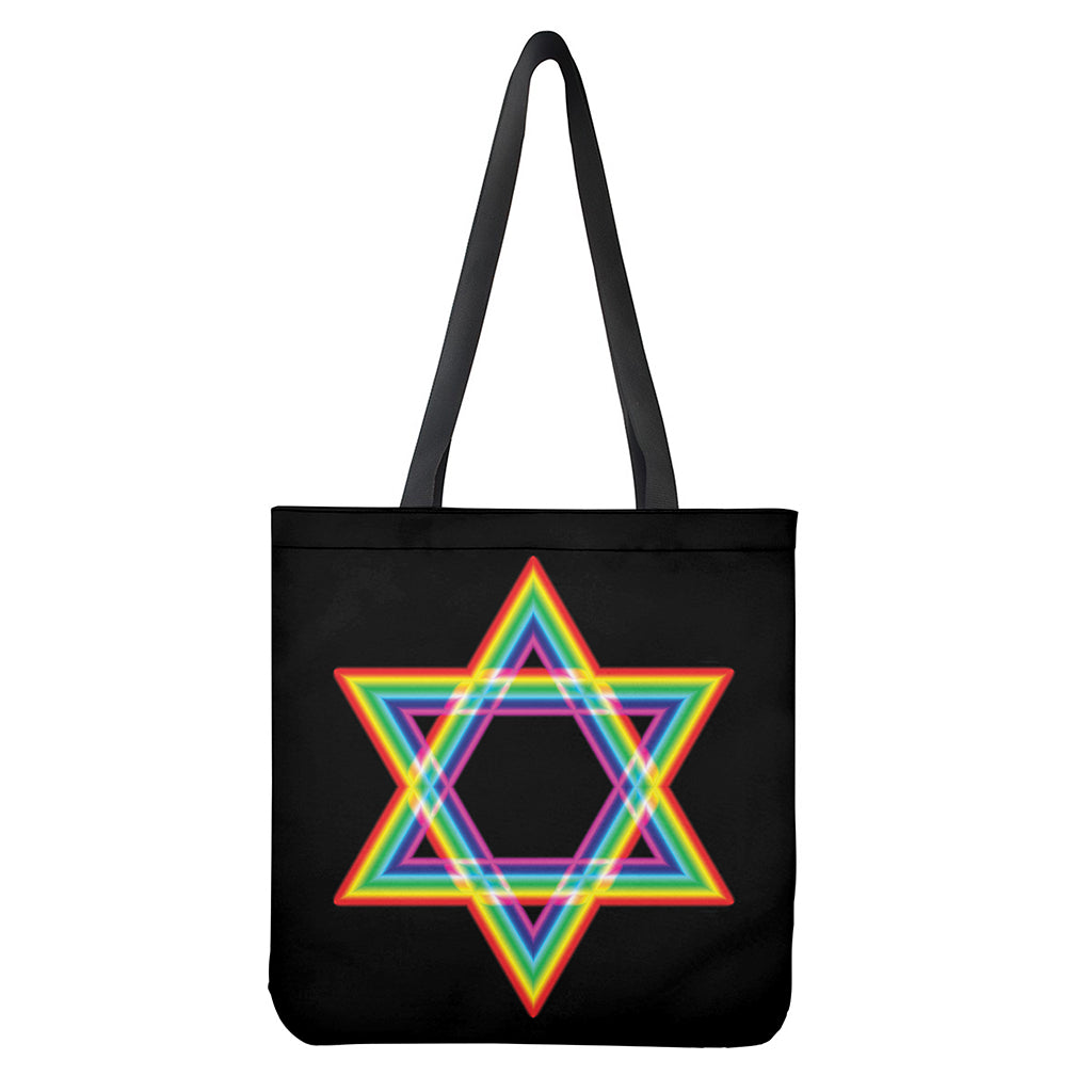 Rainbow Star of David Print Tote Bag