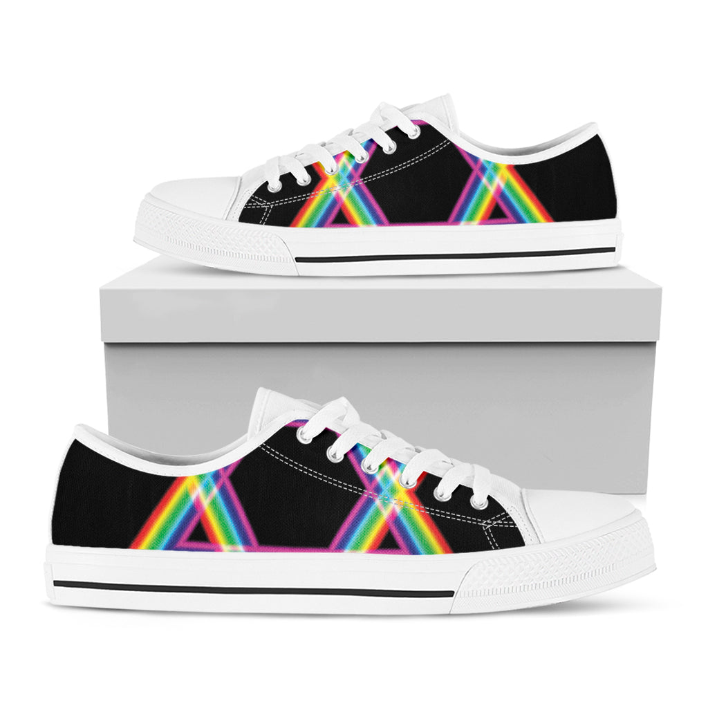 Rainbow Star of David Print White Low Top Shoes