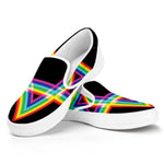 Rainbow Star of David Print White Slip On Shoes
