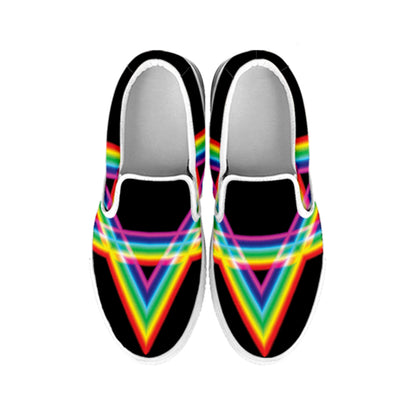 Rainbow Star of David Print White Slip On Shoes