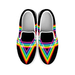 Rainbow Star of David Print White Slip On Shoes