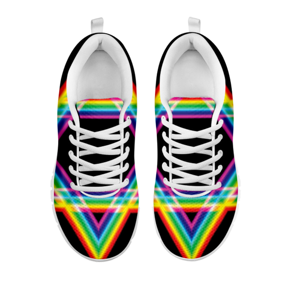 Rainbow Star of David Print White Sneakers