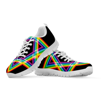 Rainbow Star of David Print White Sneakers