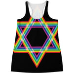 Rainbow Star of David Print Women's Racerback Tank Top