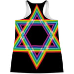 Rainbow Star of David Print Women's Racerback Tank Top