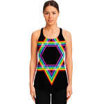 Rainbow Star of David Print Women's Racerback Tank Top