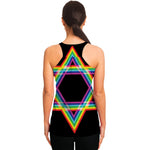 Rainbow Star of David Print Women's Racerback Tank Top
