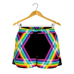 Rainbow Star of David Print Women's Shorts