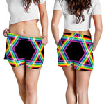 Rainbow Star of David Print Women's Shorts