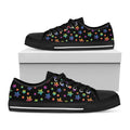 Rainbow Stars Pattern Print Black Low Top Sneakers