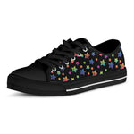 Rainbow Stars Pattern Print Black Low Top Shoes
