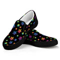 Rainbow Stars Pattern Print Black Slip On Sneakers