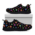 Rainbow Stars Pattern Print Black Running Shoes