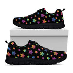 Rainbow Stars Pattern Print Black Sneakers