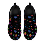 Rainbow Stars Pattern Print Black Sneakers