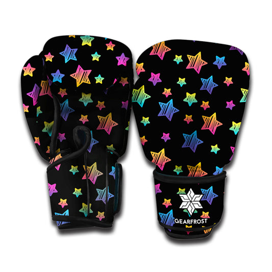 Rainbow Stars Pattern Print Boxing Gloves