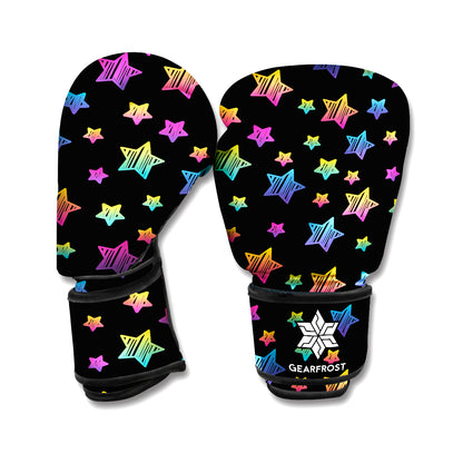 Rainbow Stars Pattern Print Boxing Gloves