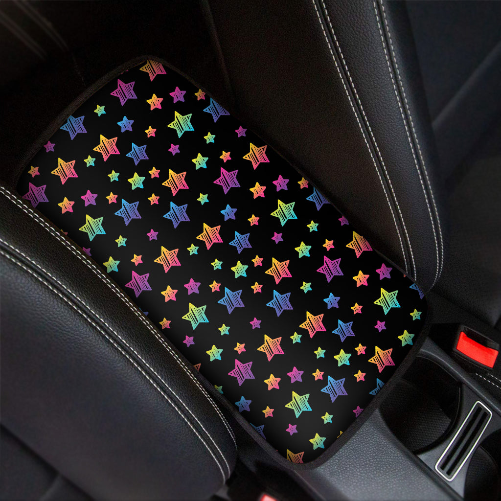 Rainbow Stars Pattern Print Car Center Console Cover