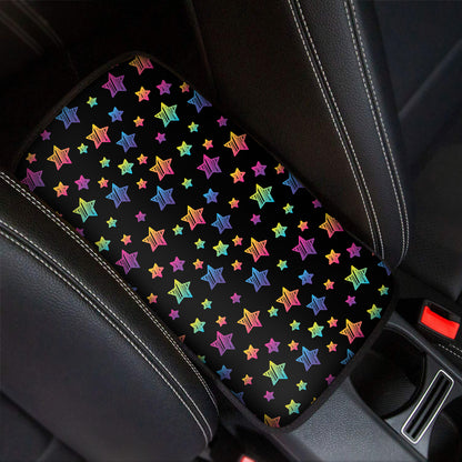 Rainbow Stars Pattern Print Car Center Console Cover