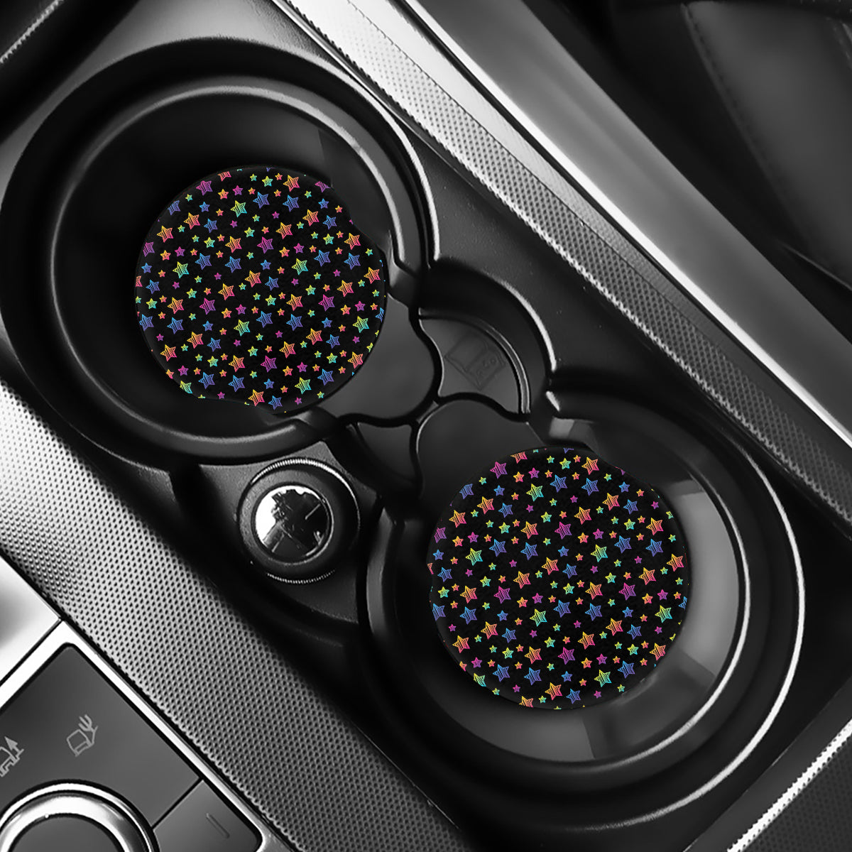 Rainbow Stars Pattern Print Car Coasters