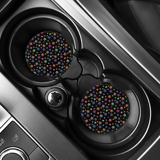 Rainbow Stars Pattern Print Car Coasters