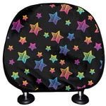 Rainbow Stars Pattern Print Car Headrest Covers