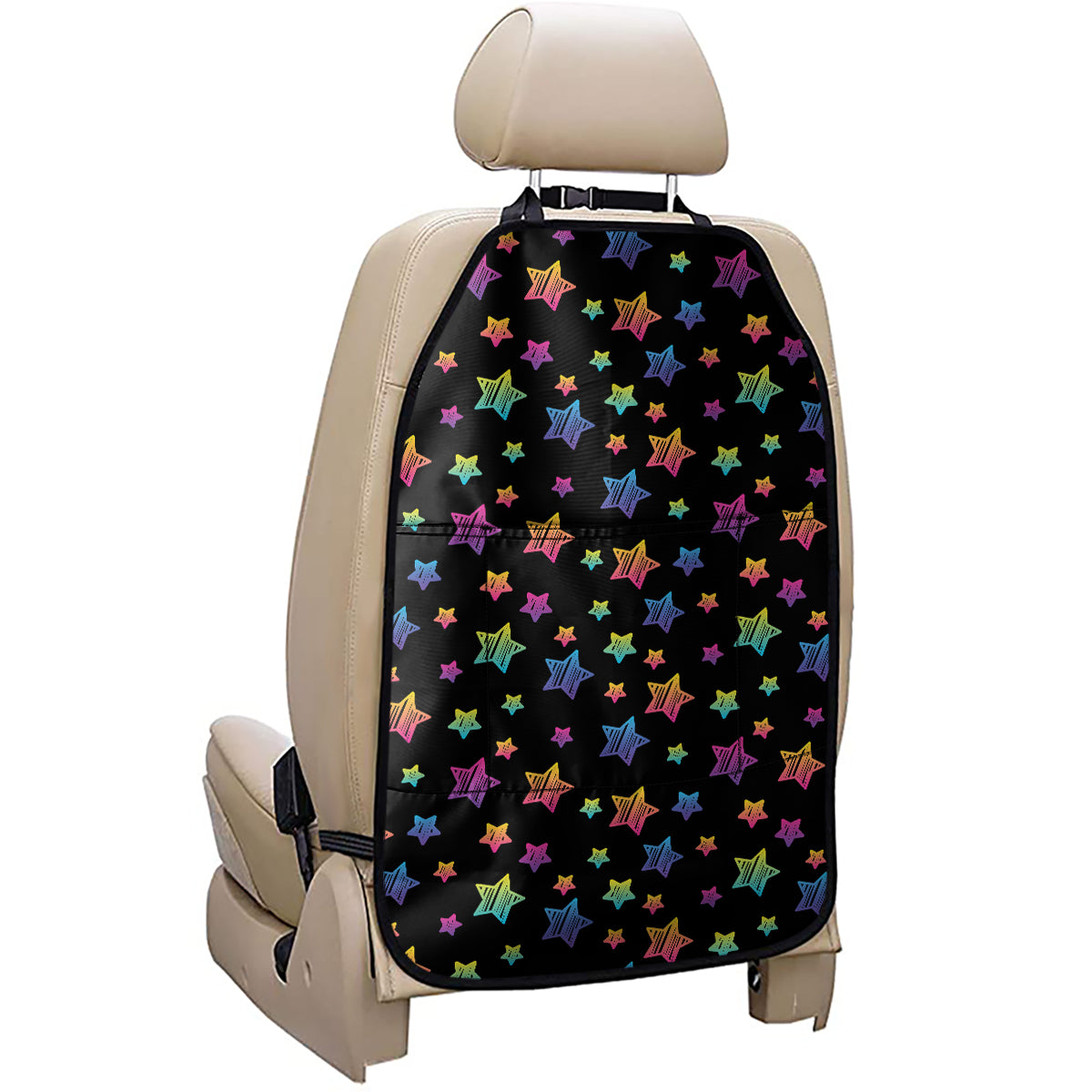 Rainbow Stars Pattern Print Car Seat Organizers
