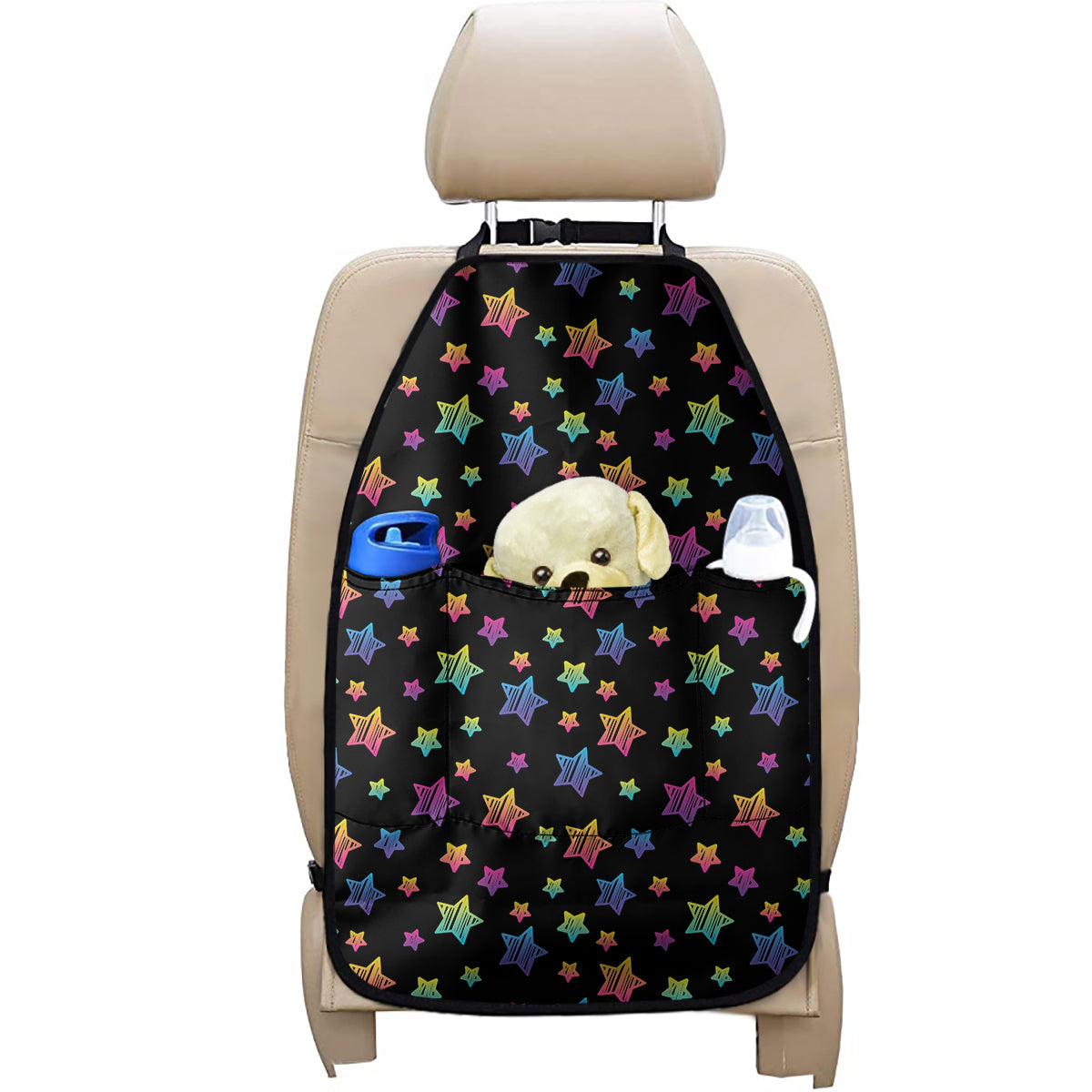 Rainbow Stars Pattern Print Car Seat Organizers