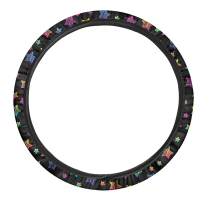 Rainbow Stars Pattern Print Car Steering Wheel Cover