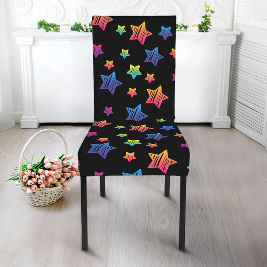 Rainbow Stars Pattern Print Dining Chair Slipcover