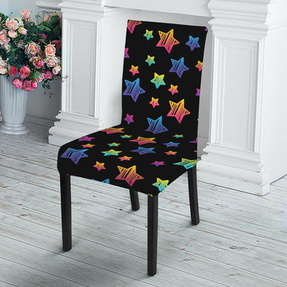 Rainbow Stars Pattern Print Dining Chair Slipcover