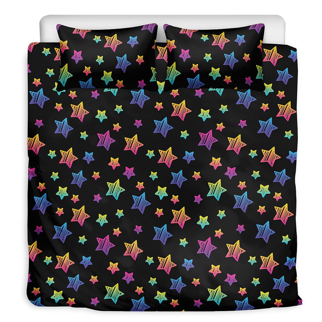 Rainbow Stars Pattern Print Duvet Cover Bedding Set