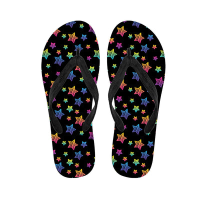Rainbow Stars Pattern Print Flip Flops