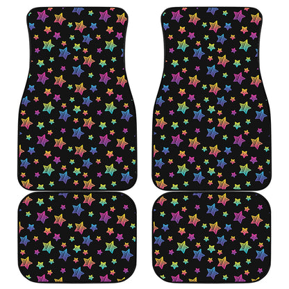Rainbow Stars Pattern Print Front and Back Car Floor Mats