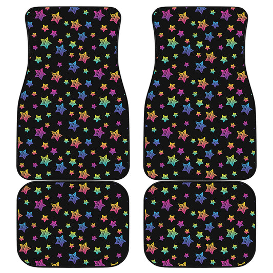 Rainbow Stars Pattern Print Front and Back Car Floor Mats