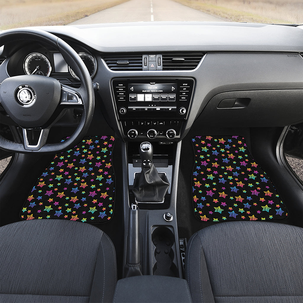 Rainbow Stars Pattern Print Front and Back Car Floor Mats