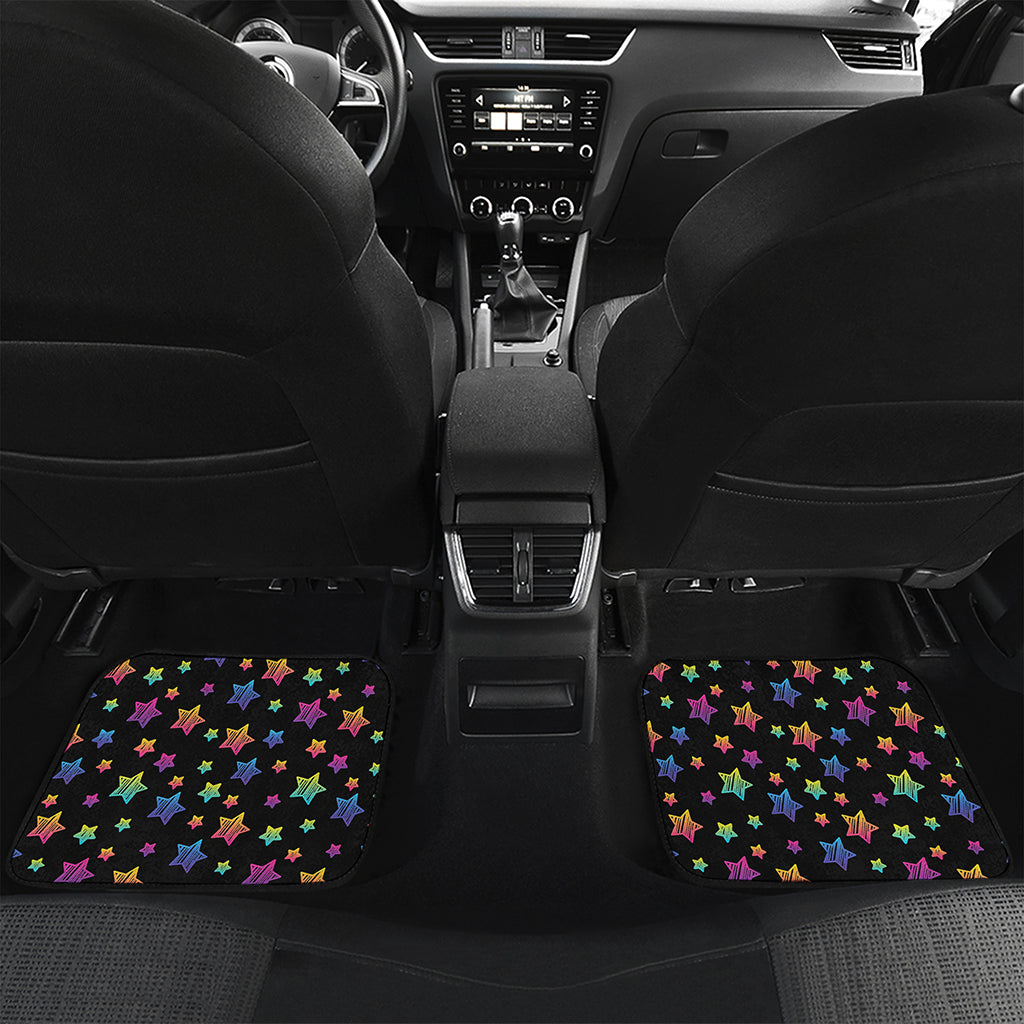 Rainbow Stars Pattern Print Front and Back Car Floor Mats