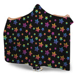 Rainbow Stars Pattern Print Hooded Blanket