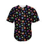 Rainbow Stars Pattern Print Men's Baseball Jersey