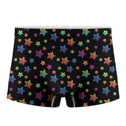 Rainbow Stars Pattern Print Men's Boxer Briefs