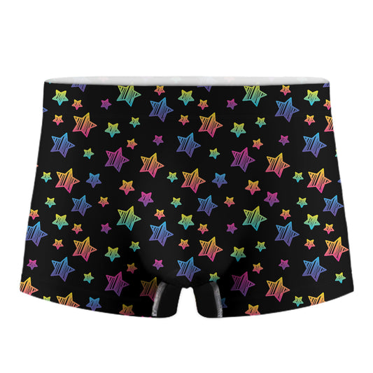 Rainbow Stars Pattern Print Men's Boxer Briefs