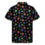 Rainbow Stars Pattern Print Men's Short Sleeve Shirt
