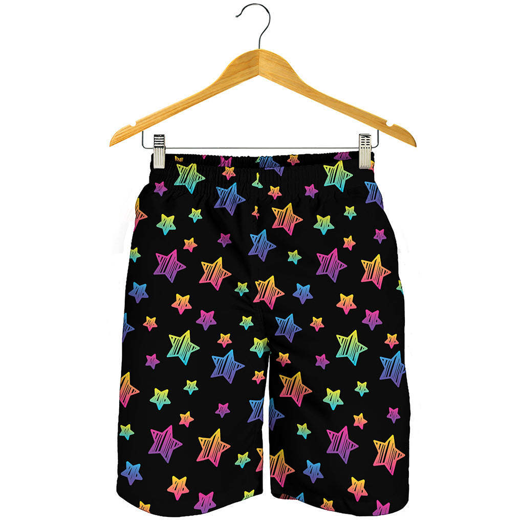 Rainbow Stars Pattern Print Men's Shorts