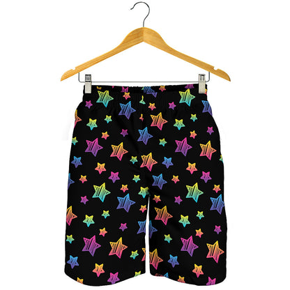 Rainbow Stars Pattern Print Men's Shorts